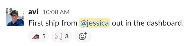 Jessica's first ship announced in the dashboard